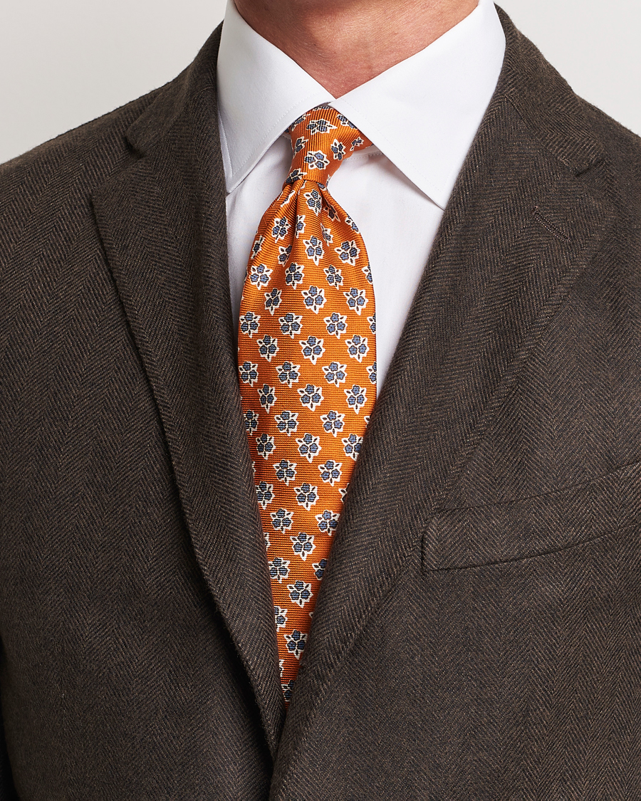Homme |  | Altea | Printed Silk Tie Orange