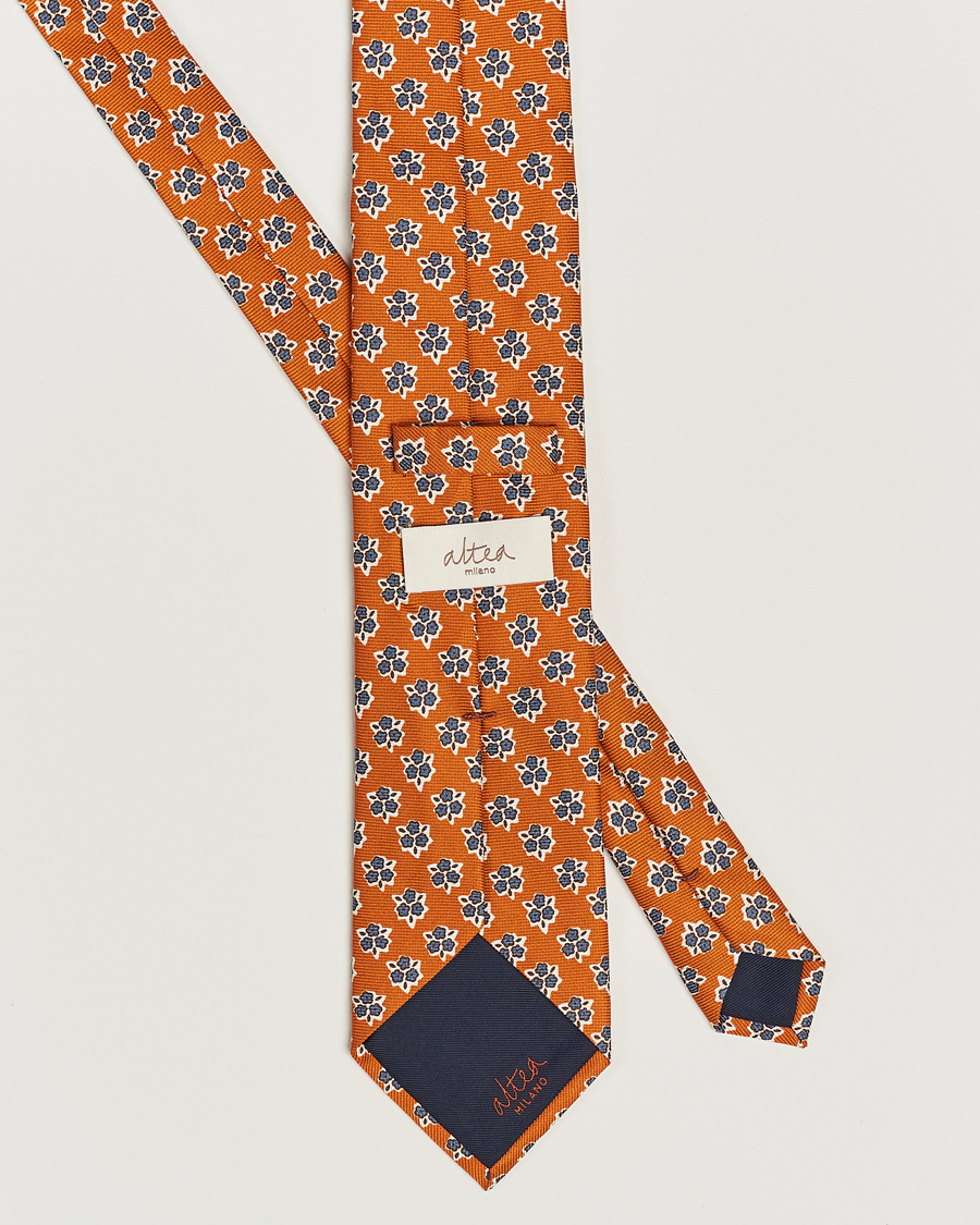 Homme | Altea Printed Silk Tie Orange | Altea | Printed Silk Tie Orange