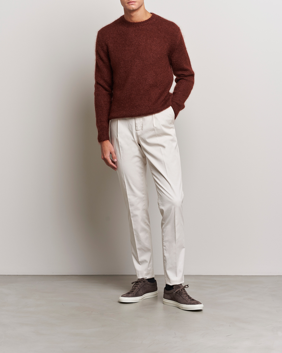 Homme | Pulls Et Tricots | Massimo Alba | Alder Mohair/Silk Crew Neck Burnt Orange