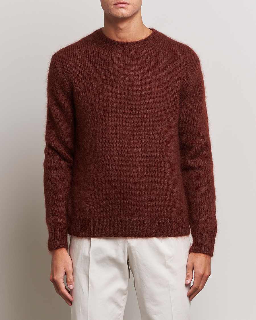 Homme | Pulls Et Tricots | Massimo Alba | Alder Mohair/Silk Crew Neck Burnt Orange