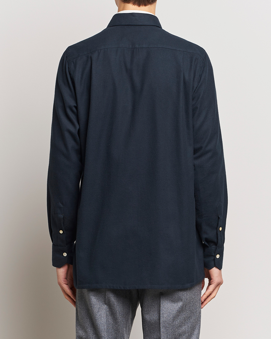 Homme | Chemises | Kiton | Herringbone Flannel Overshirt Midnight