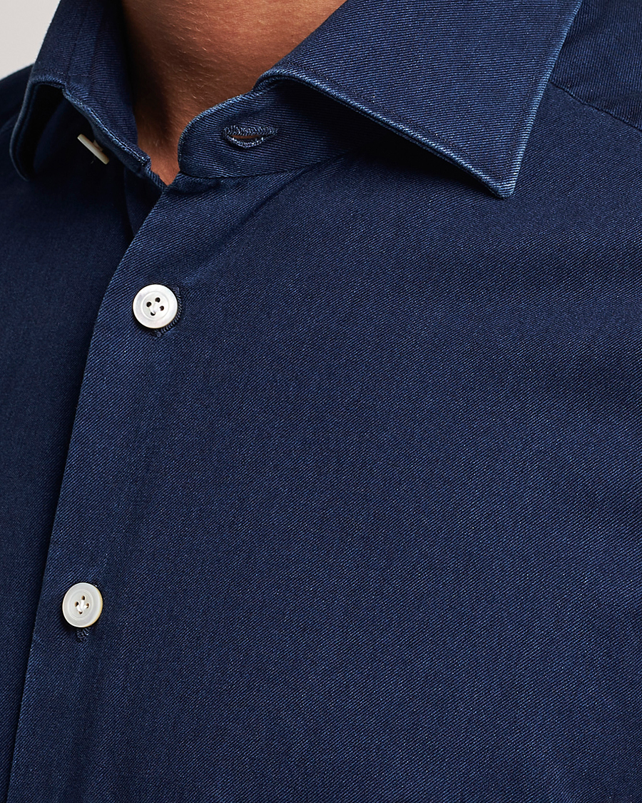 Homme | Chemises | Kiton | Slim Fit Denim Shirt Dark Blue Wash