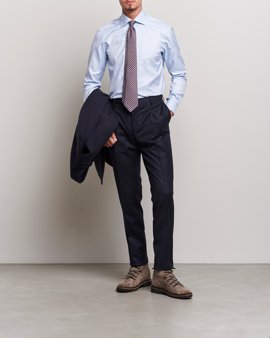 Homme | Chemises | Kiton | Slim Fit Royal Oxford Shirt Light Blue