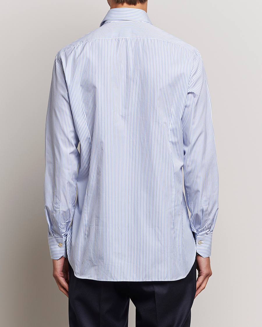 Homme | Chemises | Kiton | Slim Fit Striped Poplin Shirt Light Blue