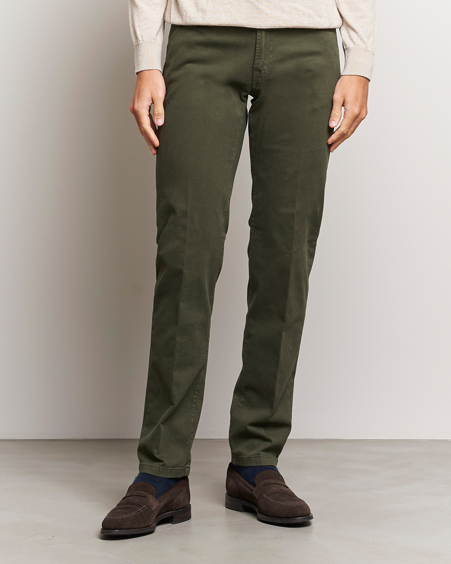Homme | Pantalons | Kiton | Slim Fit Cashmere/Cotton 5-Pocket Pants Dark Green
