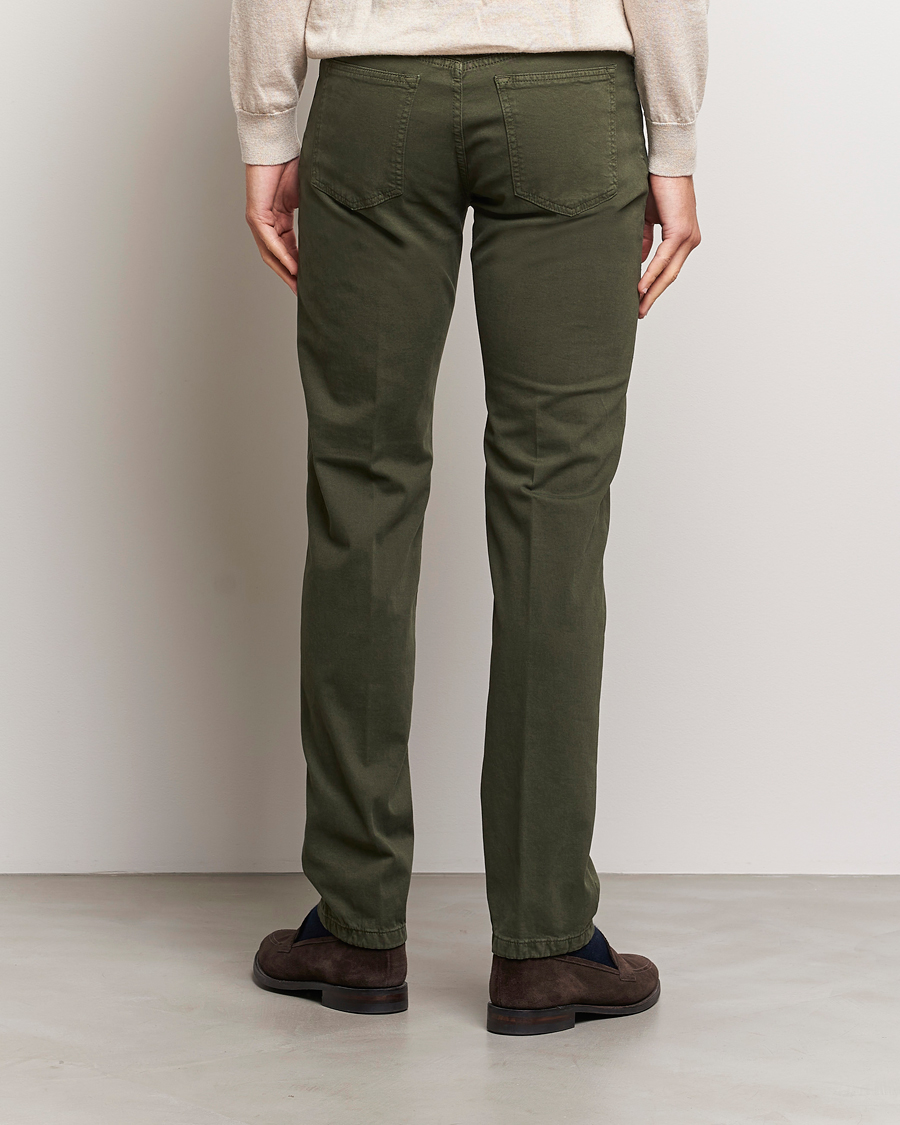 Homme | Pantalons | Kiton | Slim Fit Cashmere/Cotton 5-Pocket Pants Dark Green