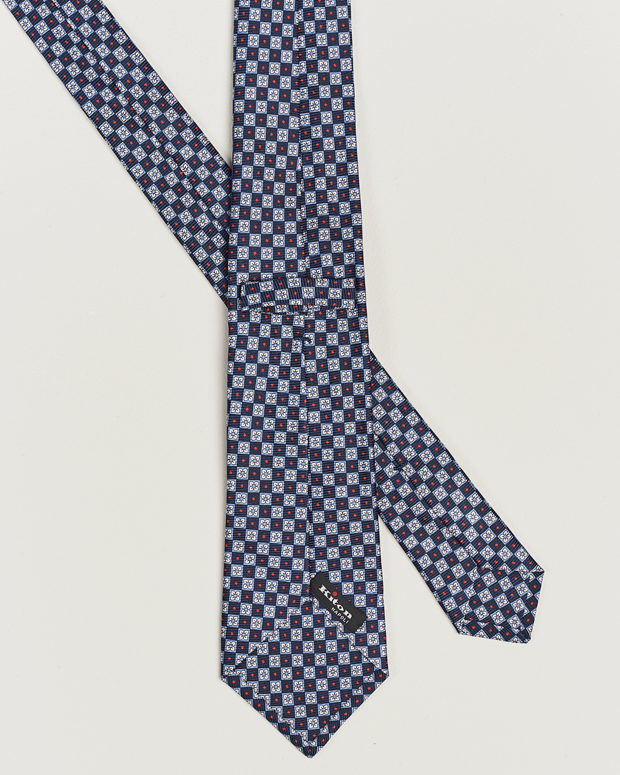 Homme | Kiton Micro Print Silk Tie Navy | Kiton | Micro Print Silk Tie Navy