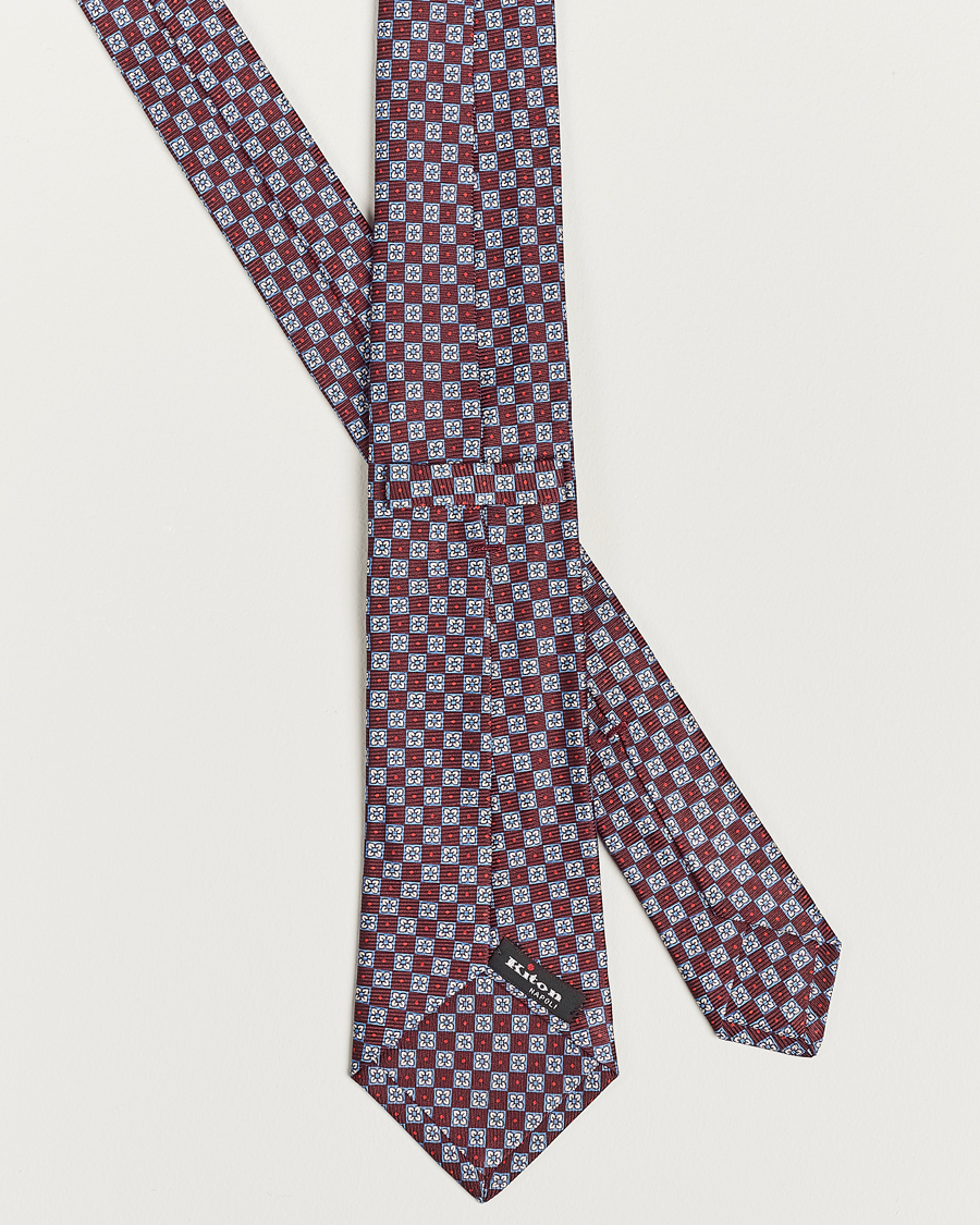 Homme | Kiton Micro Print Silk Tie Burgundy | Kiton | Micro Print Silk Tie Burgundy