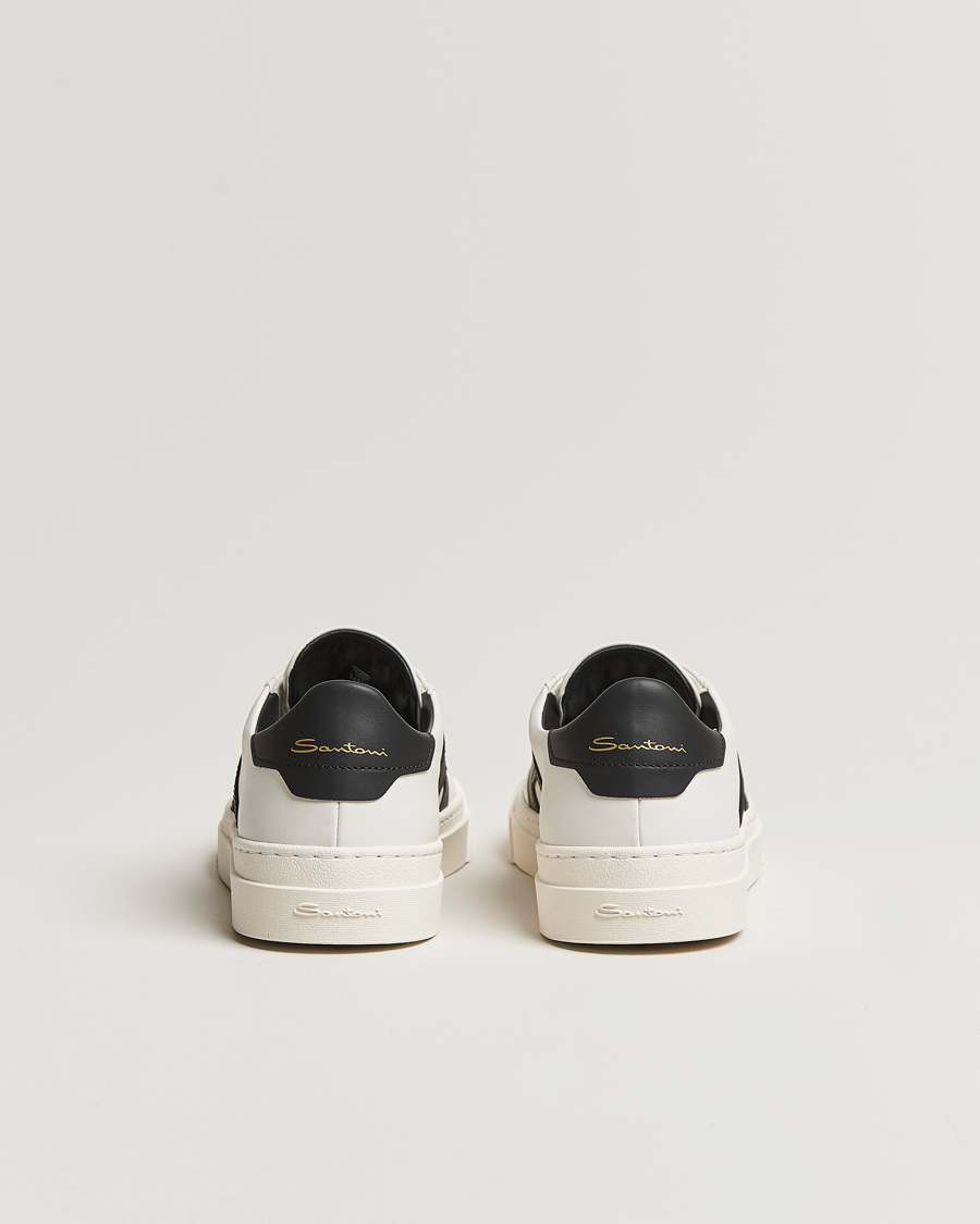 Homme | Santoni Double Buckle Sneakers White/Black | Santoni | Double Buckle Sneakers White/Black