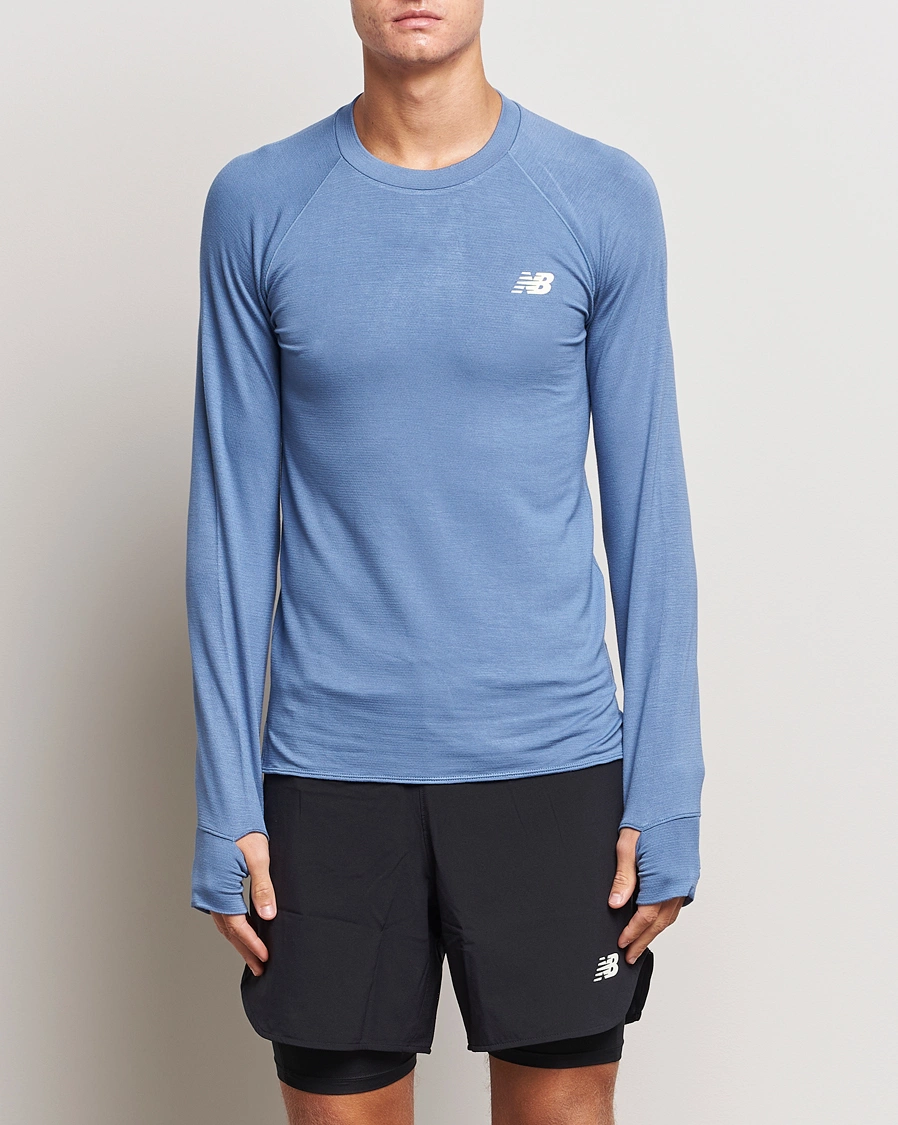 Homme | T-shirts À Manches Longues | New Balance | Running Q Speed Jacquard Long Sleeve T-Shirt Mercury Blue
