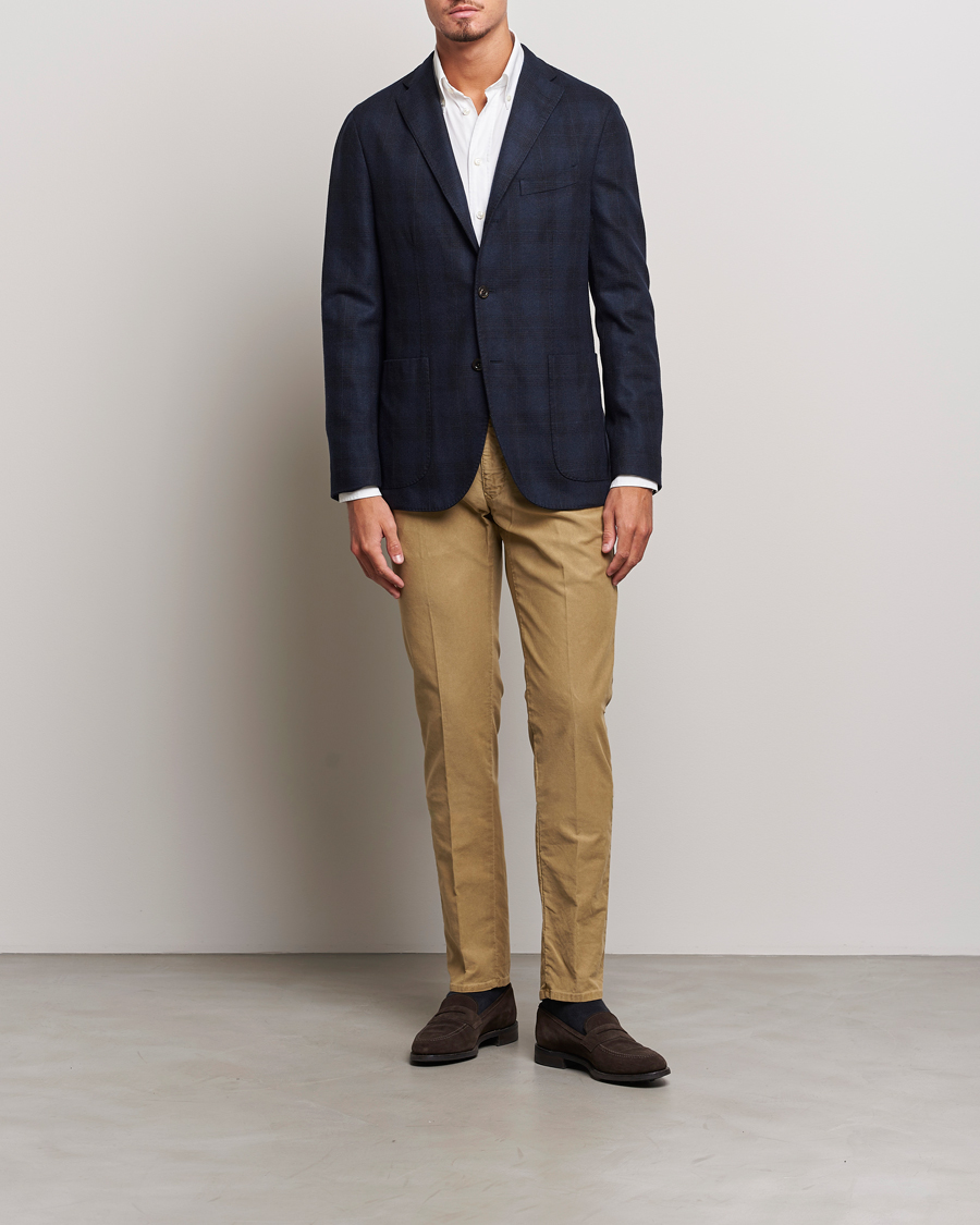 Homme | Pantalons | Incotex | Slim Fit Garment Dyed Slacks Khaki