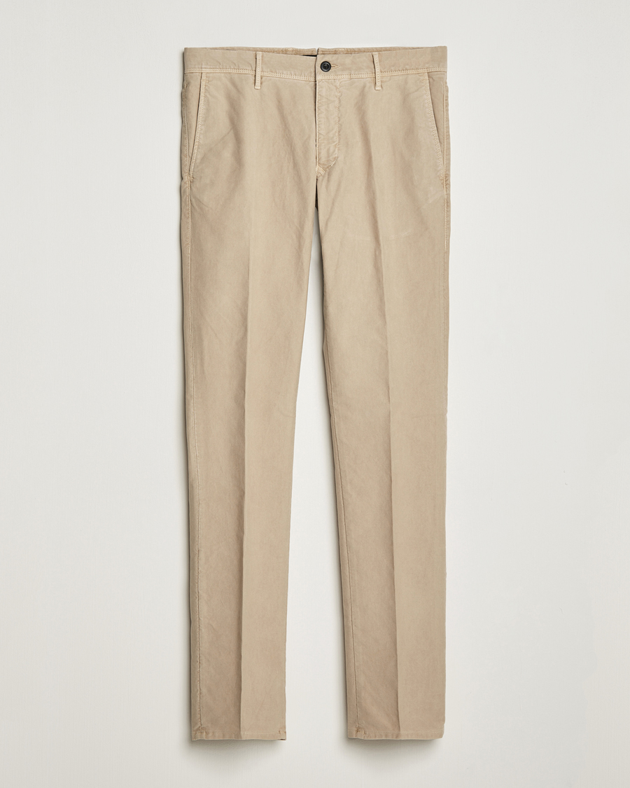 Homme | Pantalons | Incotex | Slim Fit Garment Dyed Slacks Beige