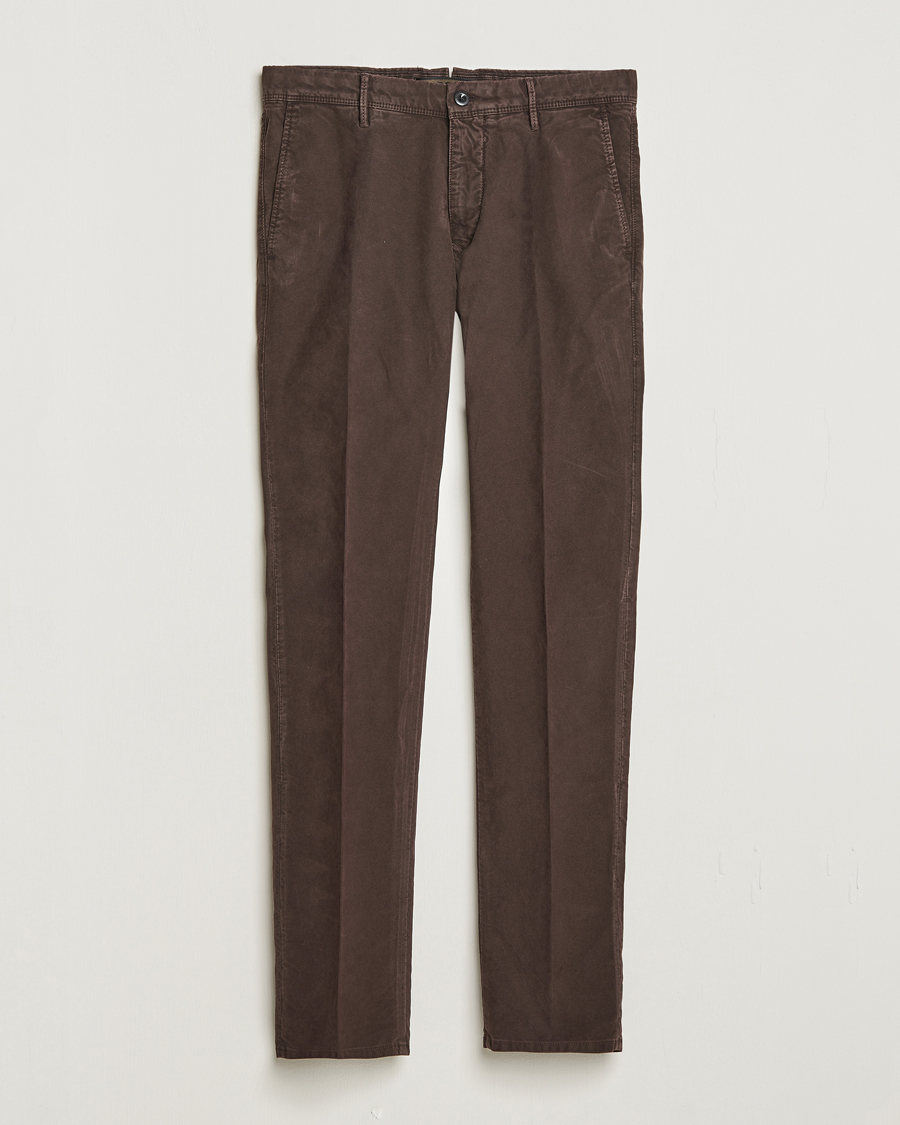 Homme | Pantalons | Incotex | Slim Fit Garment Dyed Slacks Dark Brown