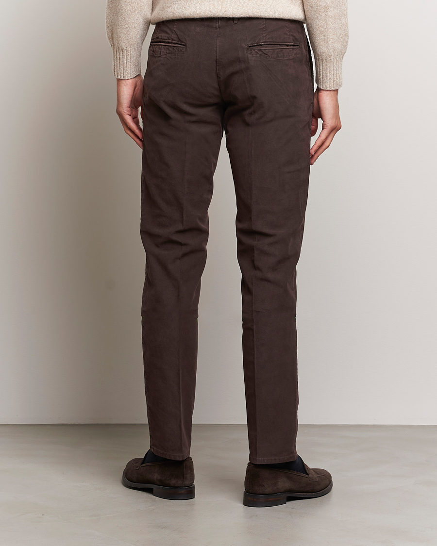 Homme | Pantalons | Incotex | Slim Fit Garment Dyed Slacks Dark Brown