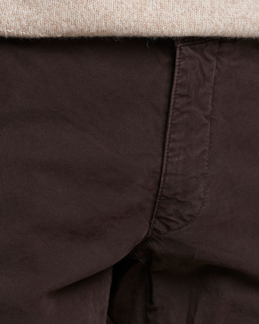 Homme | Pantalons | Incotex | Slim Fit Garment Dyed Slacks Dark Brown