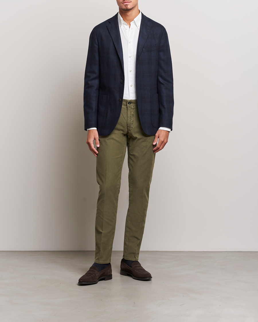 Homme | Pantalons | Incotex | Slim Fit Garment Dyed Slacks Military