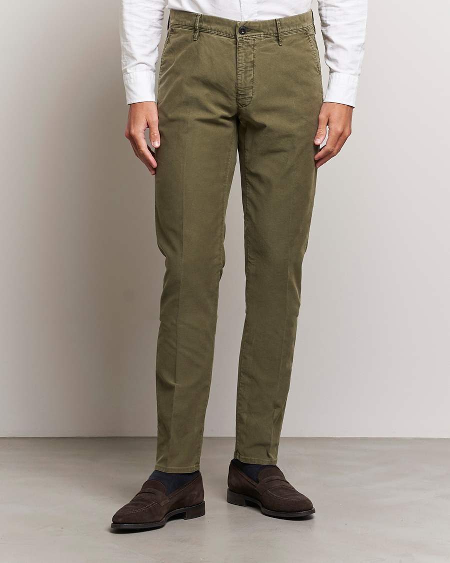 Homme | Pantalons | Incotex | Slim Fit Garment Dyed Slacks Military