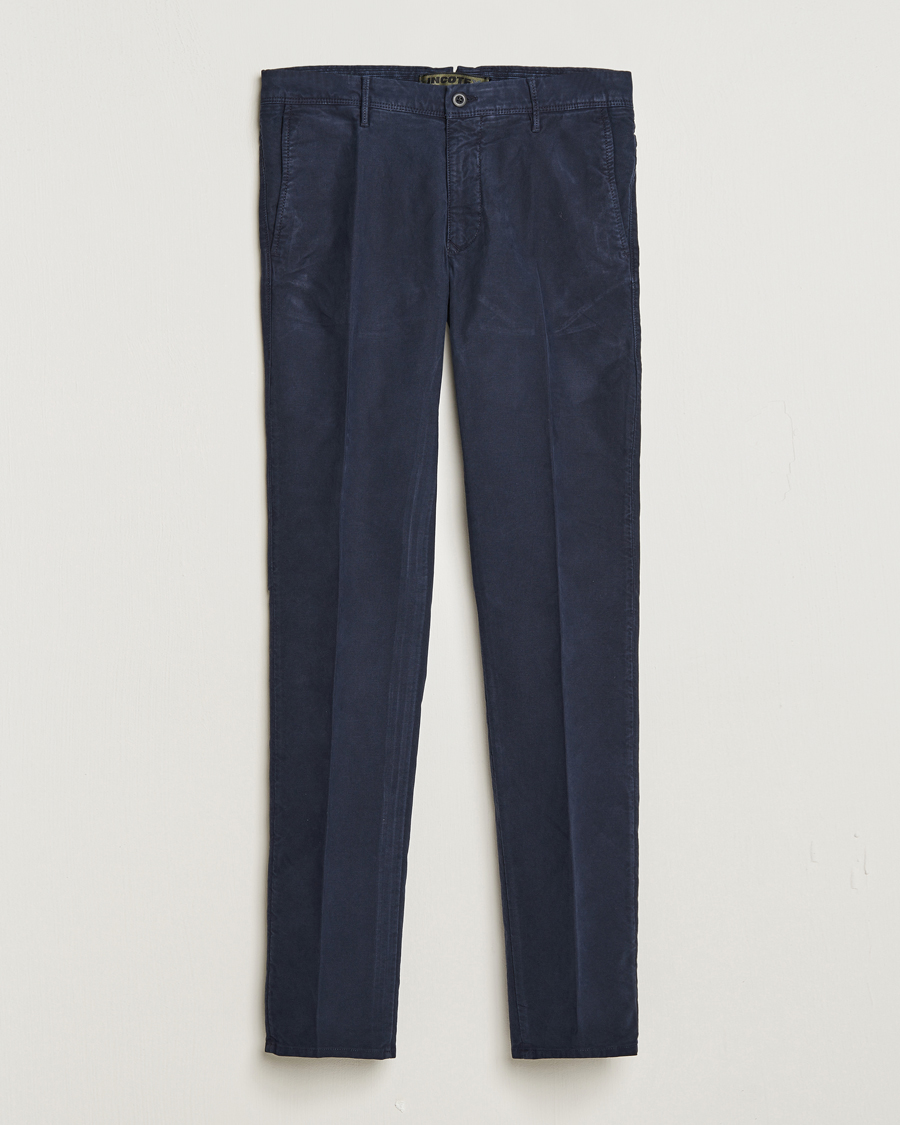 Homme | Pantalons | Incotex | Slim Fit Garment Dyed Slacks Navy