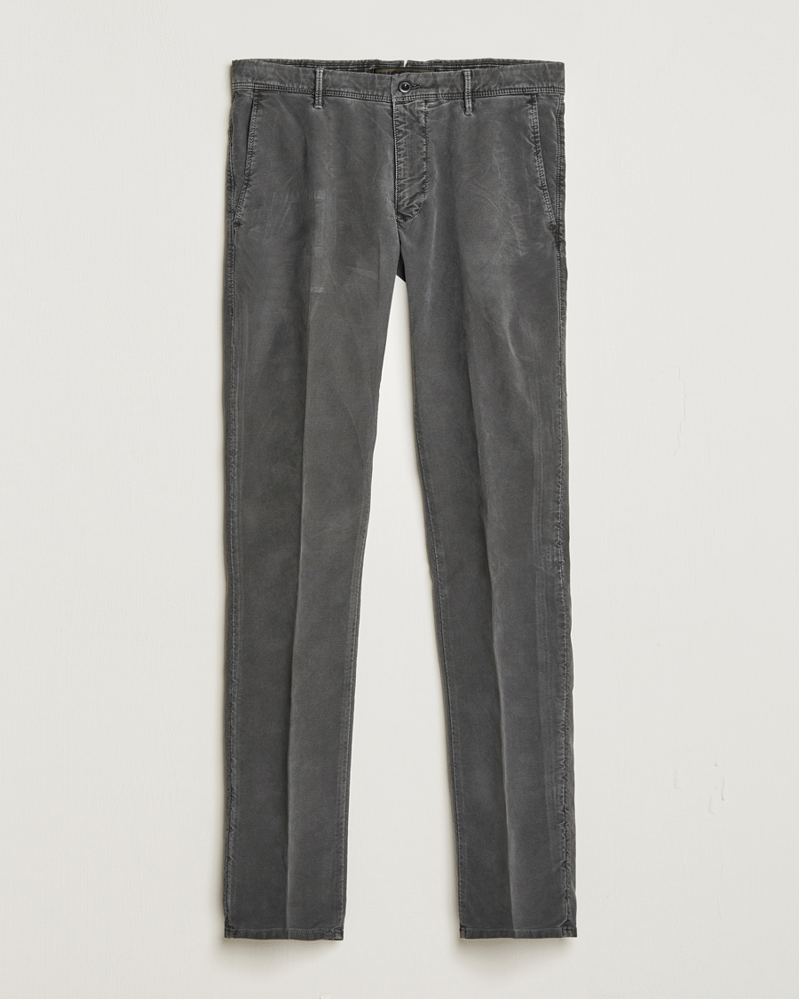 Homme | Pantalons | Incotex | Slim Fit Garment Dyed Slacks Dark Grey