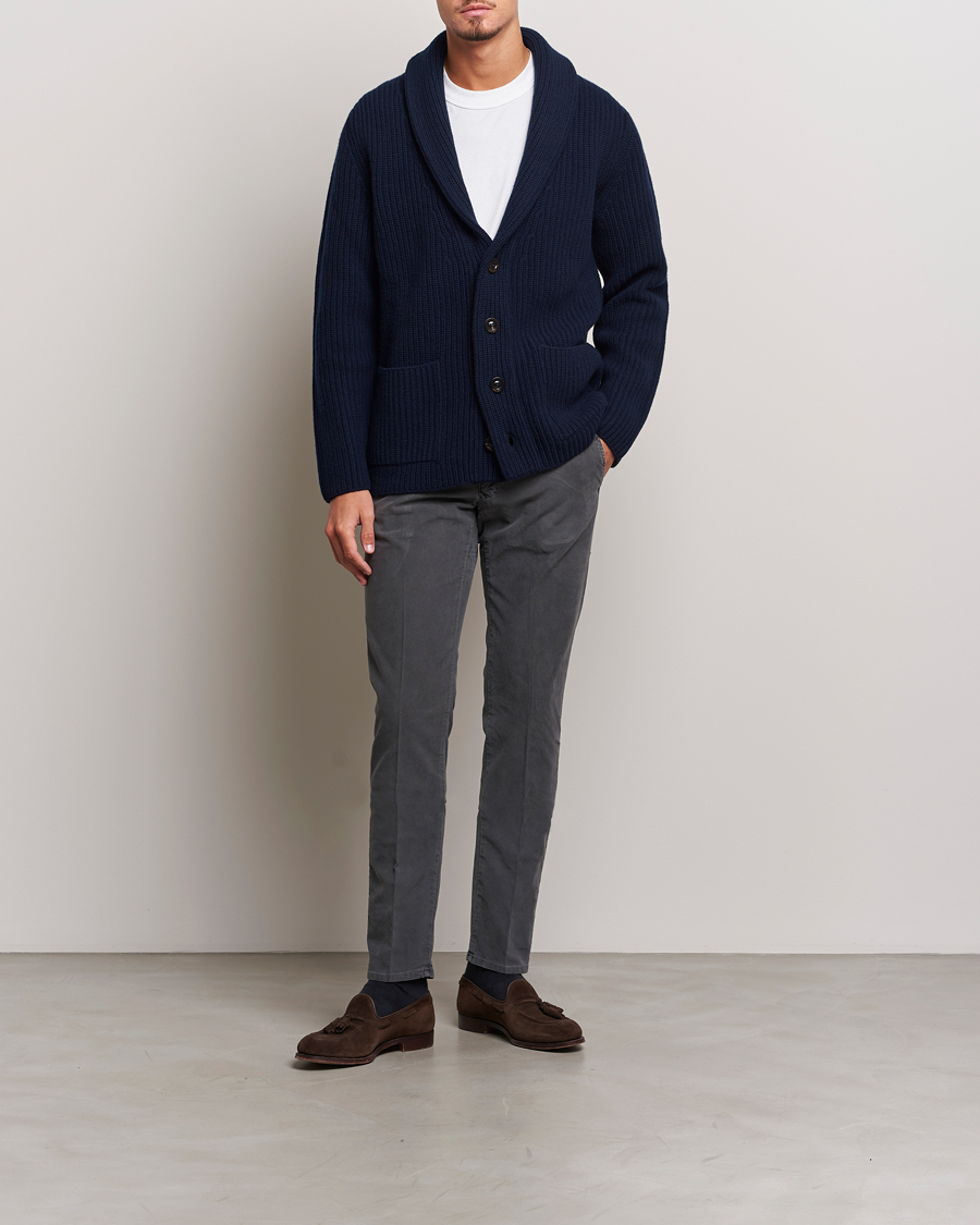 Homme | Pantalons | Incotex | Slim Fit Garment Dyed Slacks Dark Grey