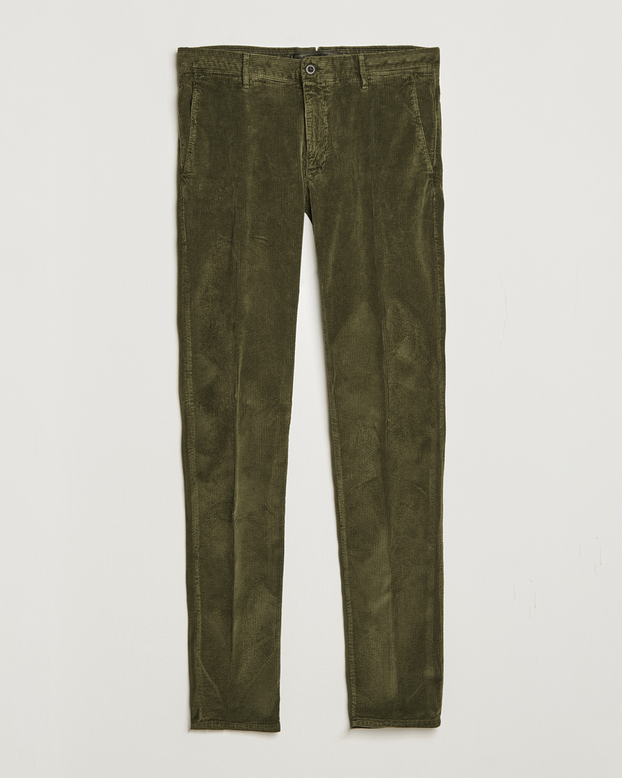 Homme | Pantalons | Incotex | Slim Fit Leisure Cord Slacks Forest Green