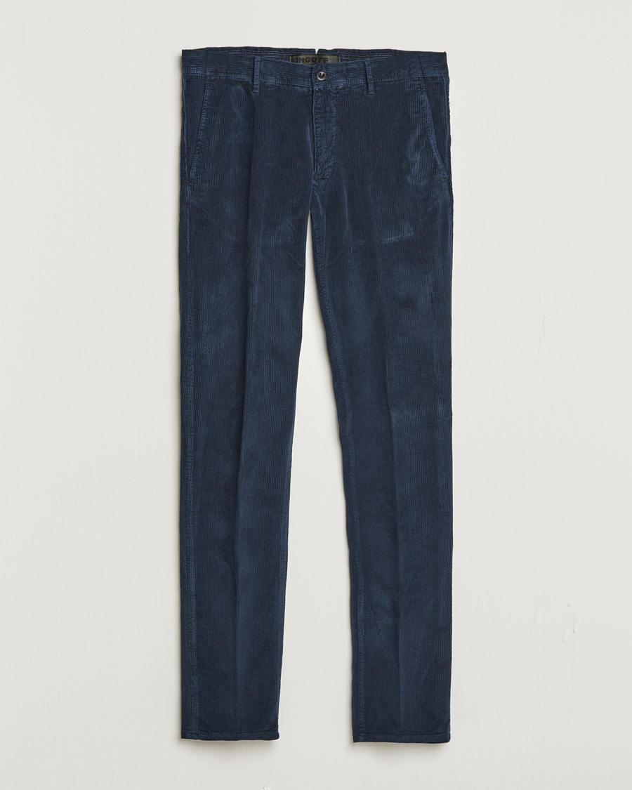 Homme | Pantalons | Incotex | Slim Fit Leisure Cord Slacks Navy