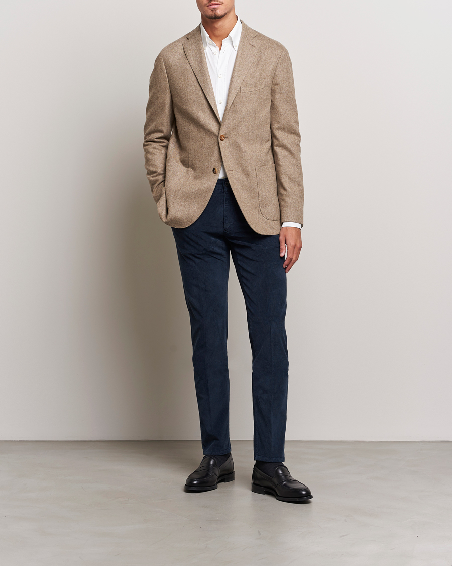 Homme | Pantalons | Incotex | Slim Fit Leisure Cord Slacks Navy