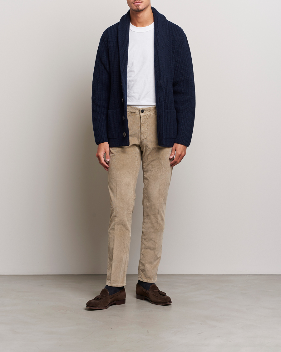 Homme | Pantalons | Incotex | Slim Fit Leisure Cord Slacks Beige