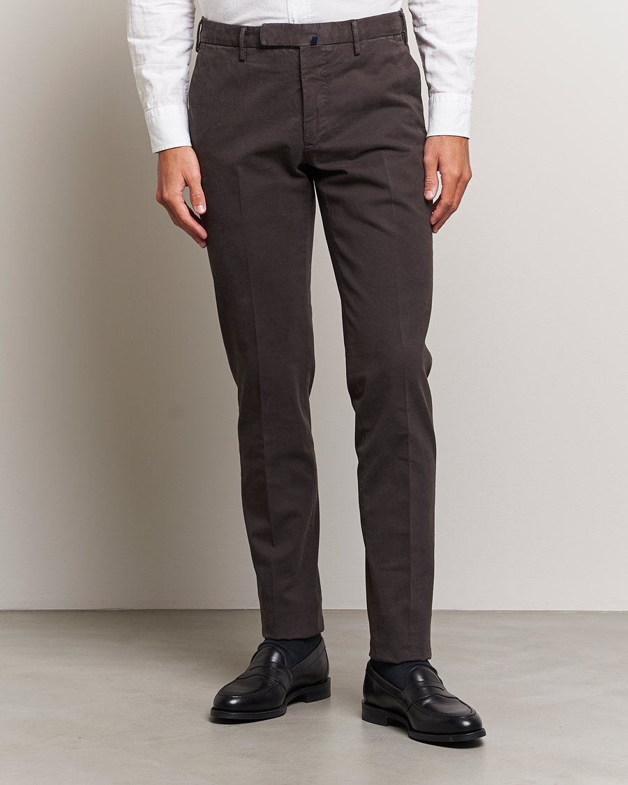 Homme | Pantalons | Incotex | Slim Fit Cotton Stretch Chinos Dark Brown