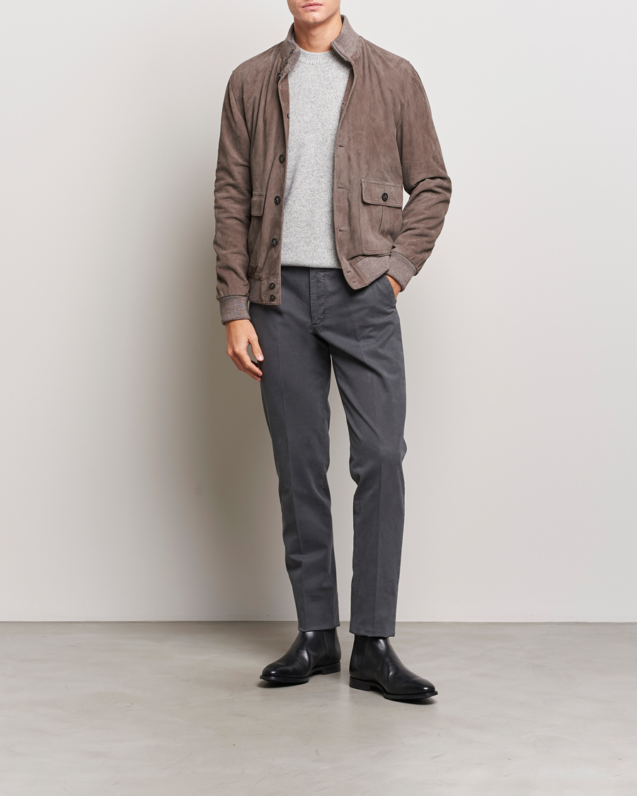 Homme | Pantalons | Incotex | Regular Fit Cotton Chinos Dark Grey