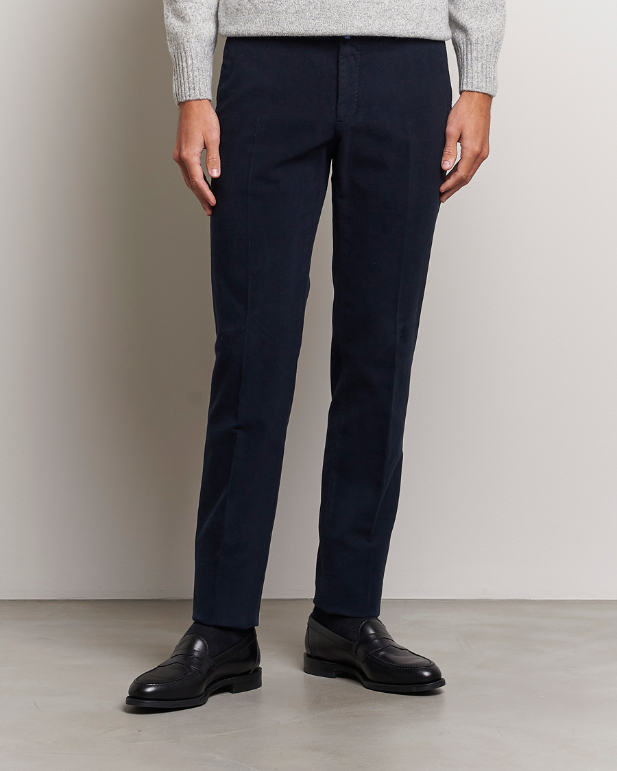 Homme | Pantalons | Incotex | Slim Fit Luxury Moleskine Trousers Navy