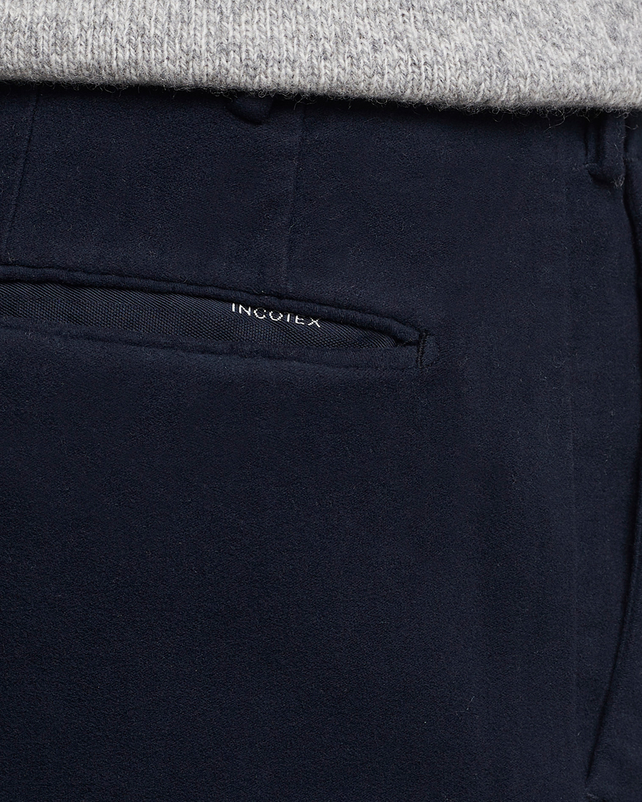Homme | Pantalons | Incotex | Slim Fit Luxury Moleskine Trousers Navy