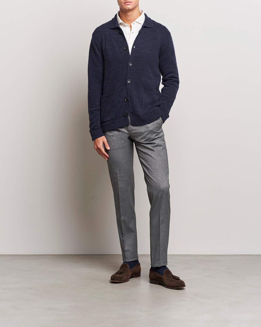 Homme | Pantalons | Incotex | Slim Fit Cotton Trousers Grey Melange
