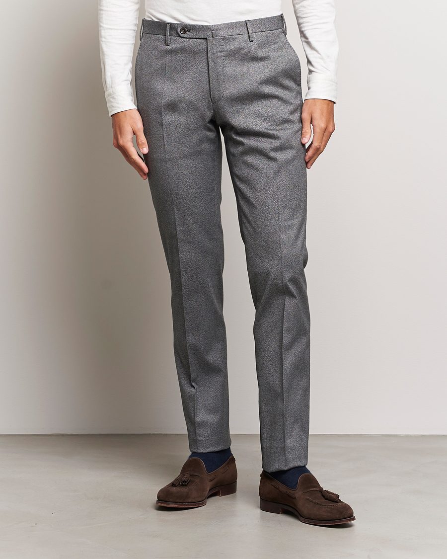 Homme | Pantalons | Incotex | Slim Fit Cotton Trousers Grey Melange