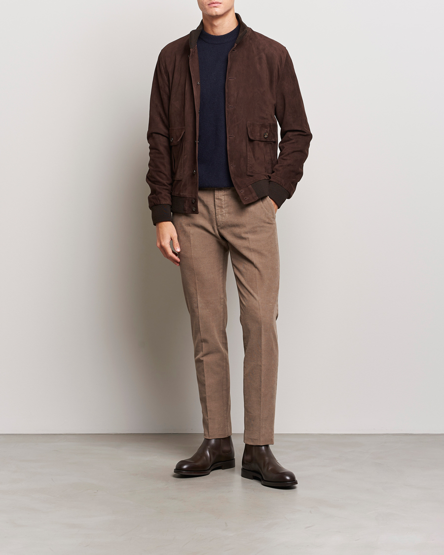 Homme | Pantalons | Incotex | Slim Fit Soft Corduroy Trousers Taupe