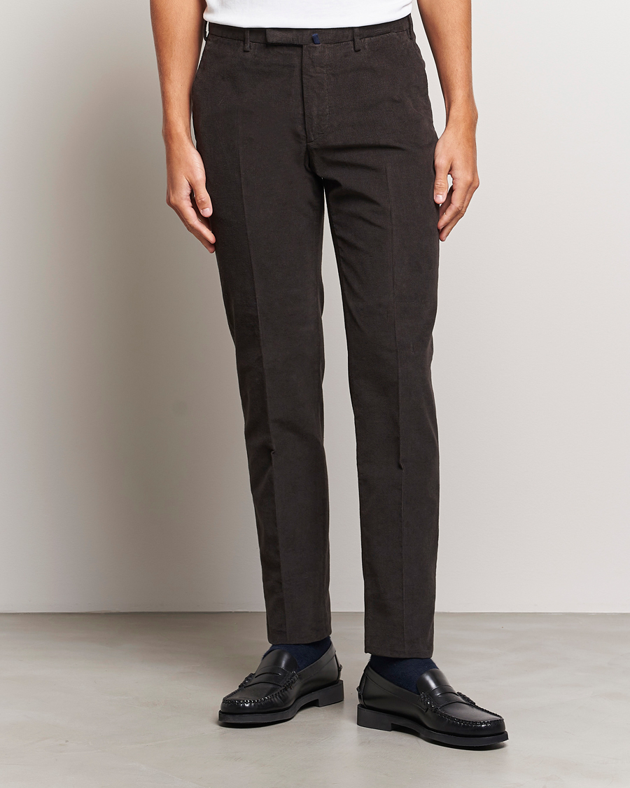 Homme | Pantalons | Incotex | Slim Fit Soft Corduroy Trousers Dark Brown