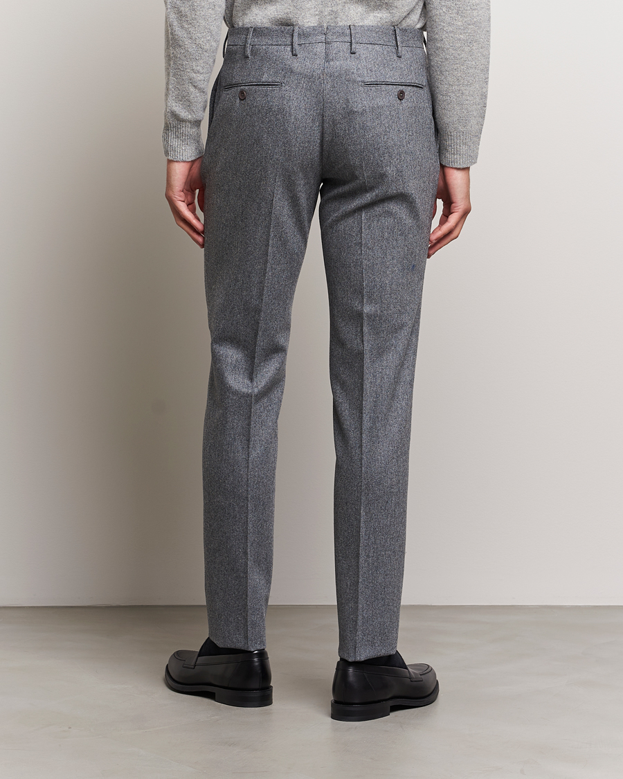 Homme | Pantalons | Incotex | Slim Fit Carded Flannel Trousers Grey Melange