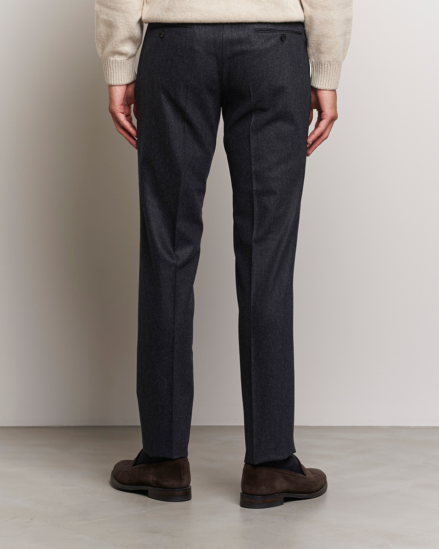 Homme | Pantalons | Incotex | Slim Fit Carded Flannel Trousers Dark Grey