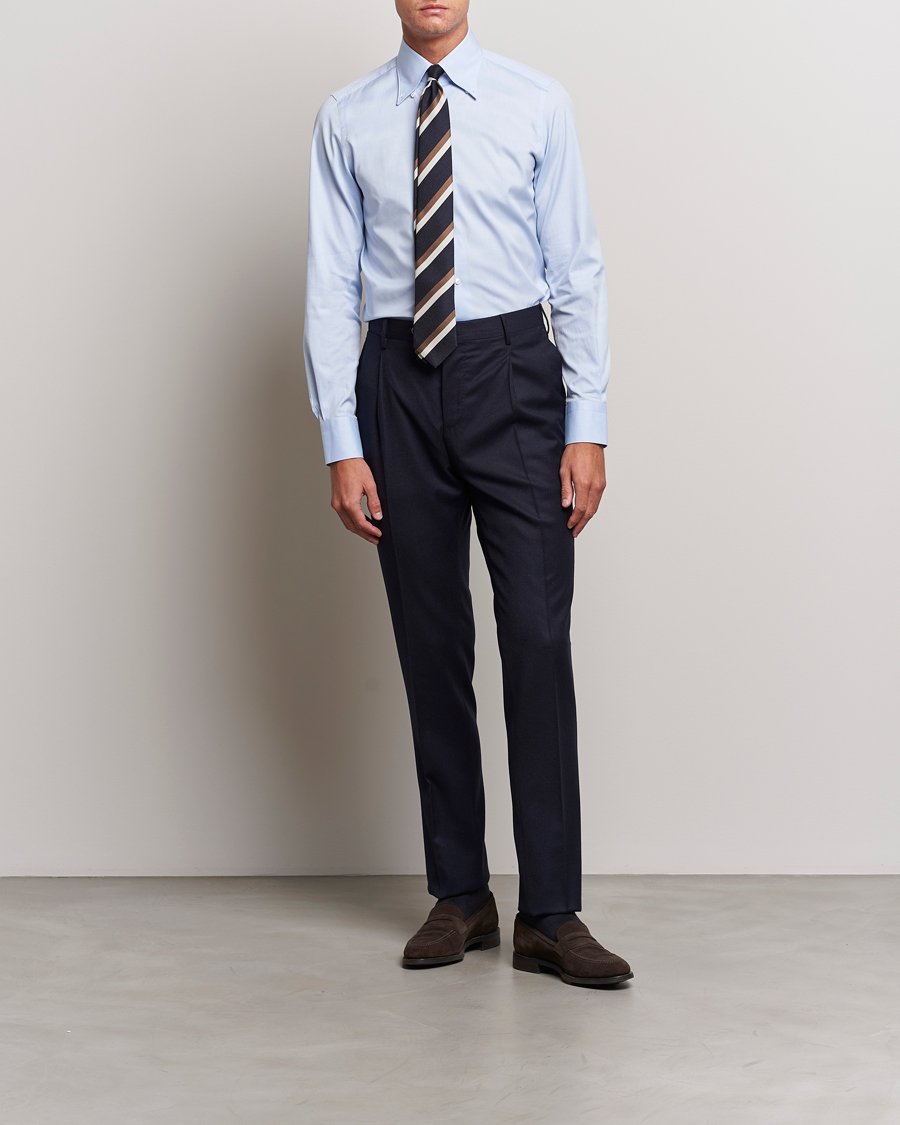 Homme | Chemises | Finamore Napoli | Milano Slim Oxford Button Down Shirt Light Blue