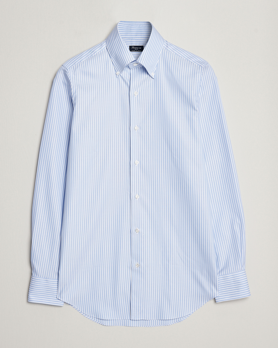Homme | Chemises | Finamore Napoli | Milano Slim Oxford Button Down Shirt Blue Stripe