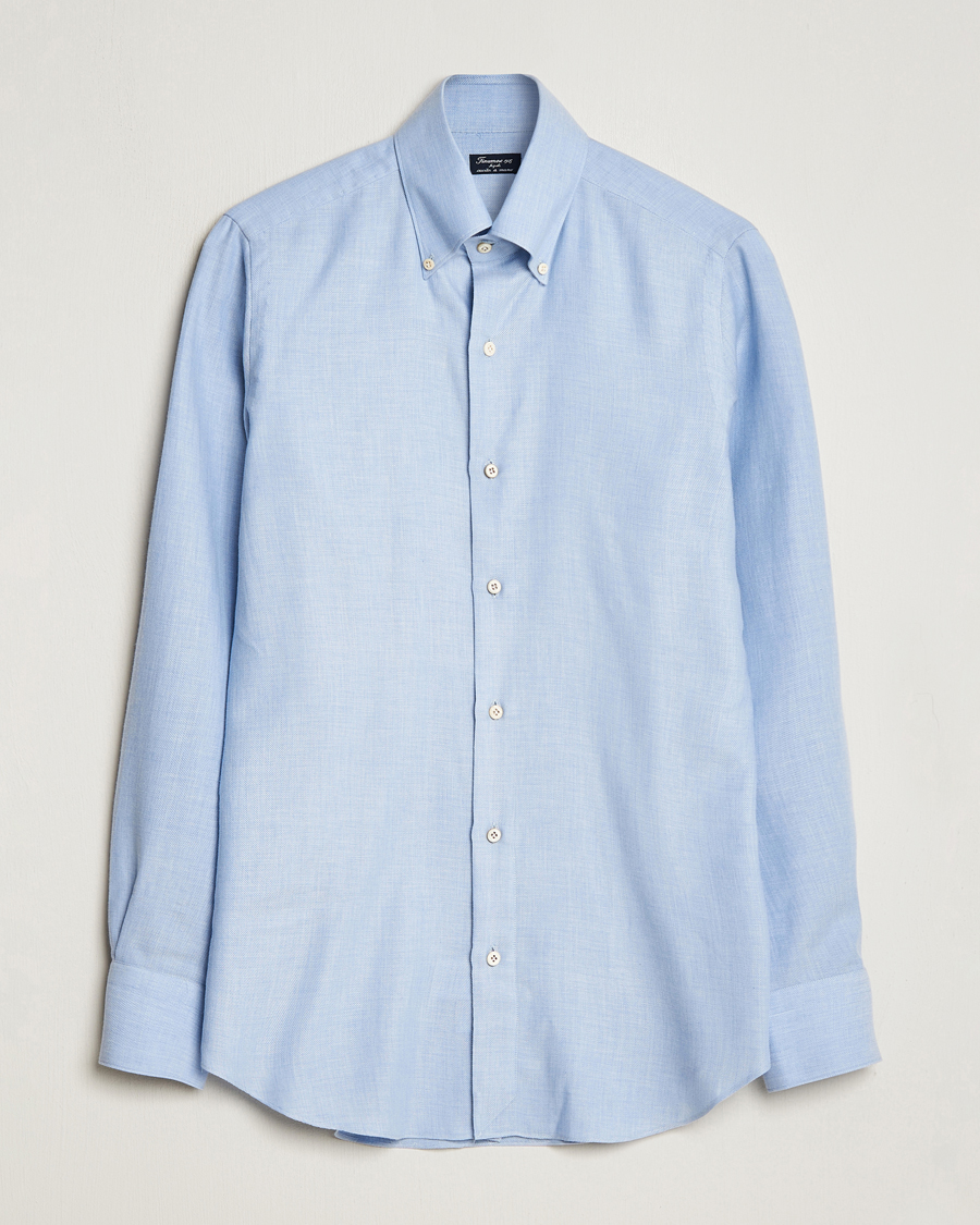 Homme | Chemises | Finamore Napoli | Milano Slim Cashmere BD Shirt Light Blue