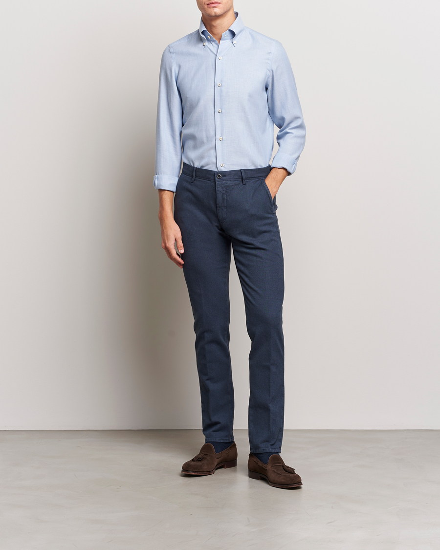 Homme | Chemises | Finamore Napoli | Milano Slim Cashmere BD Shirt Light Blue