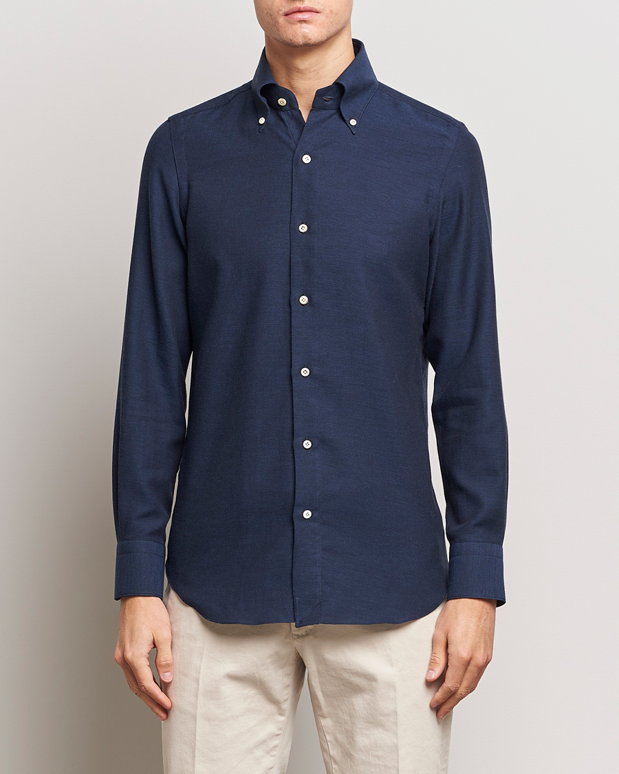 Homme | Chemises | Finamore Napoli | Milano Slim Cashmere BD Shirt Navy
