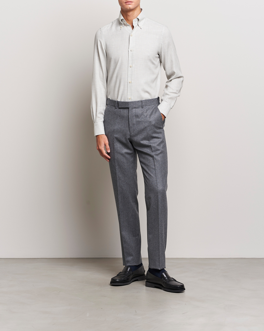 Homme | Chemises | Finamore Napoli | Milano Slim Cashmere BD Shirt Light Grey
