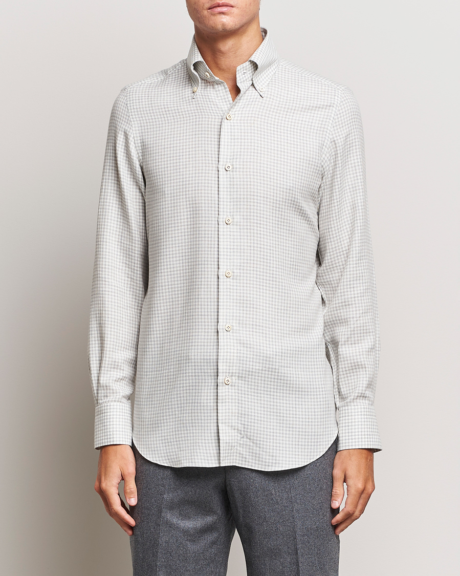 Homme | Chemises | Finamore Napoli | Milano Slim Cashmere BD Shirt Light Grey