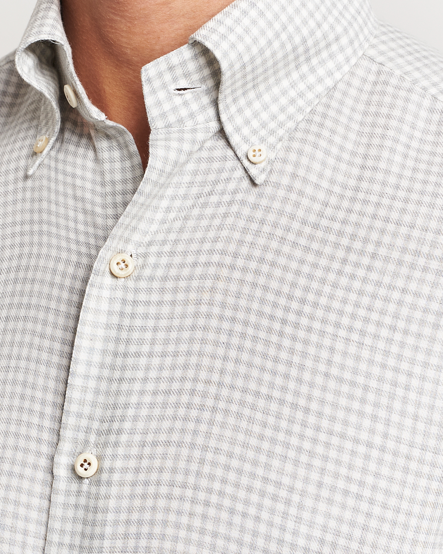 Homme | Chemises | Finamore Napoli | Milano Slim Cashmere BD Shirt Light Grey
