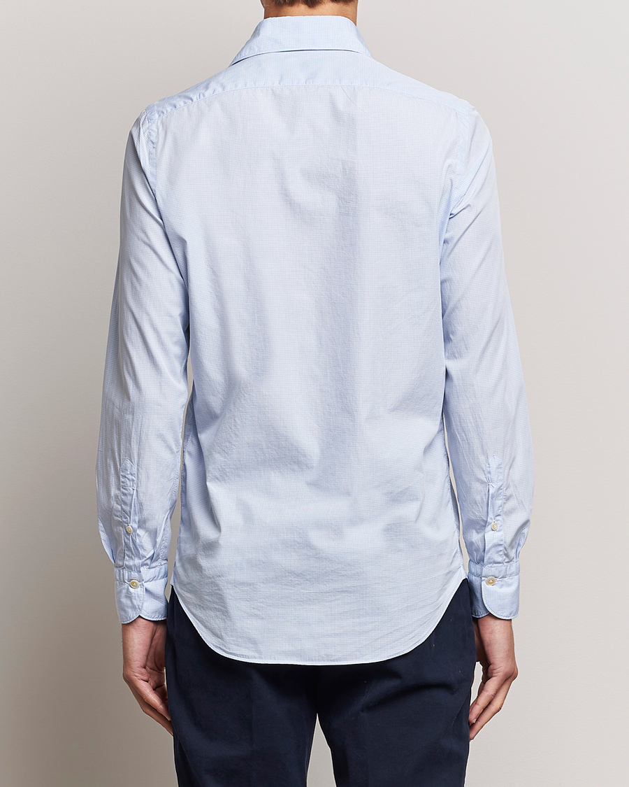 Homme | Chemises | Finamore Napoli | Milano Slim Washed Dress Shirt Blue Check