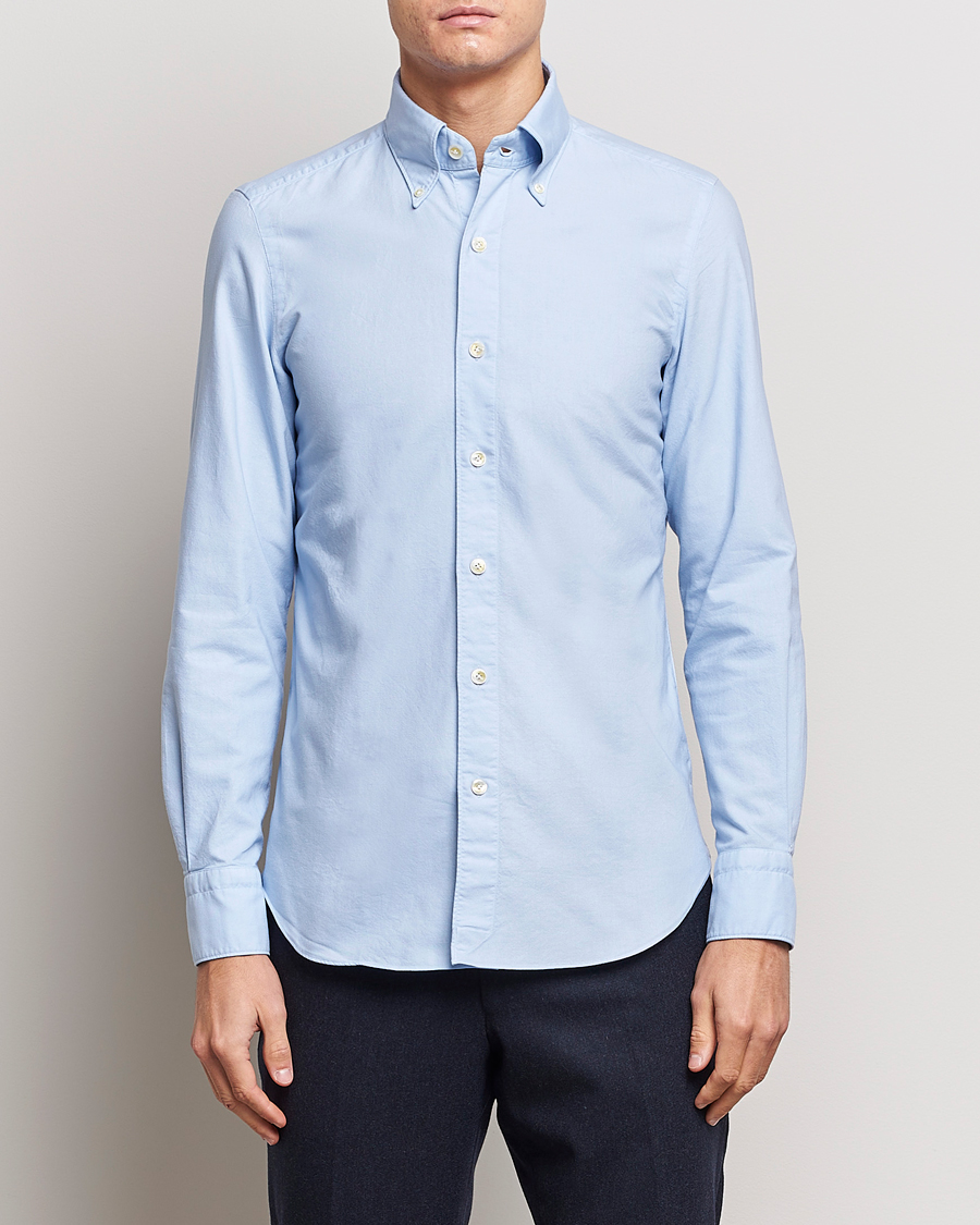 Homme | Chemises | Finamore Napoli | Tokyo Slim Oxford Button Down Shirt Light Blue