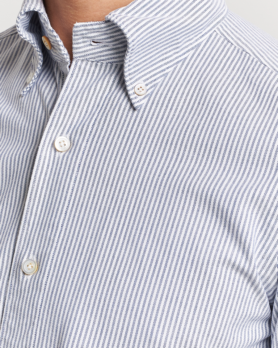 Homme | Chemises | Finamore Napoli | Tokyo Slim Oxford Button Down Shirt Blue Stripe