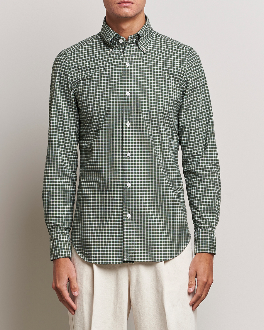 Homme | Chemises | Finamore Napoli | Tokyo Slim Oxford Button Down Shirt Green Check